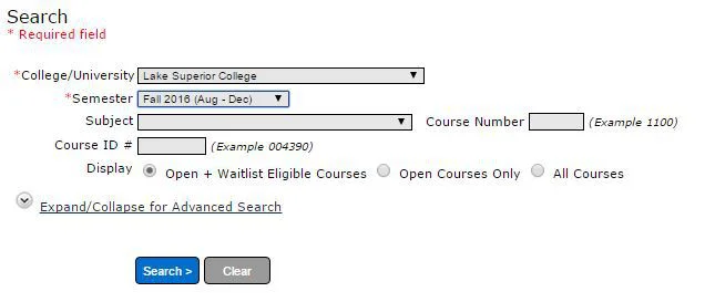 Course search website