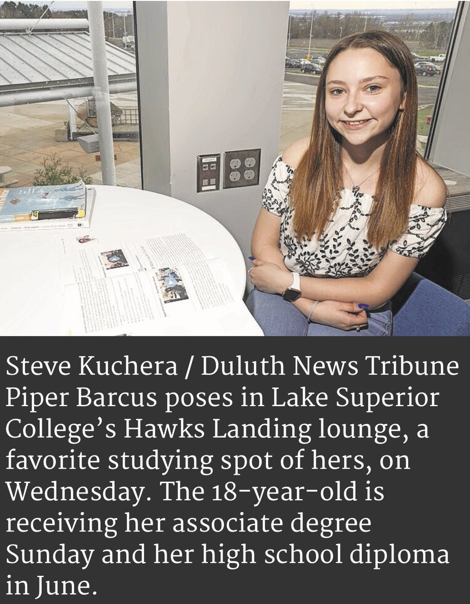 Great article in the @duluthnews about graduating @LSC_Duluth PSEO student Piper Barcus. Piper has been an awesome campus ambass...