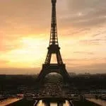 Eiffel tower at sunrise from the Trocadero.