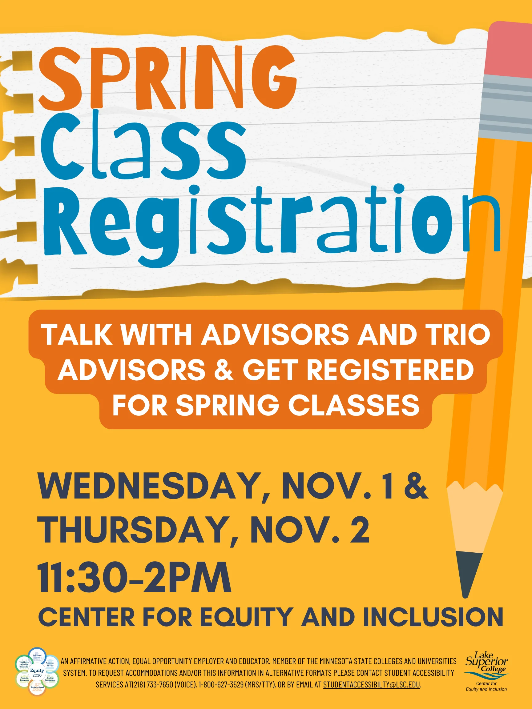Spring Class Registration in the Center for Equity and Inclusion