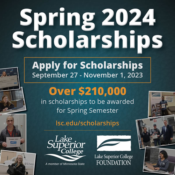 Spring 2024 Scholarships are available September 27 through November 1, 2023. Apply Now! Over $210,000 in scholarships to be awarded for Spring Semester.