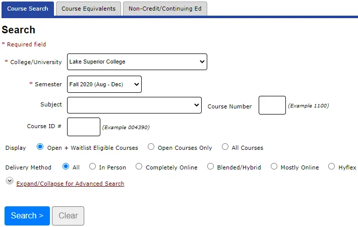 e-services course search