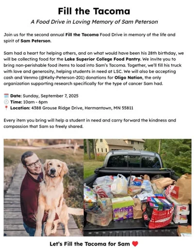 Screenshot of the Fill the Tacoma invitation.