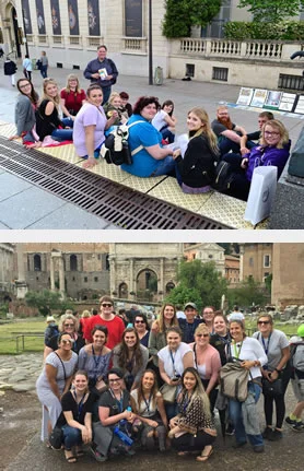 Photo of students while on tour in France and Italy