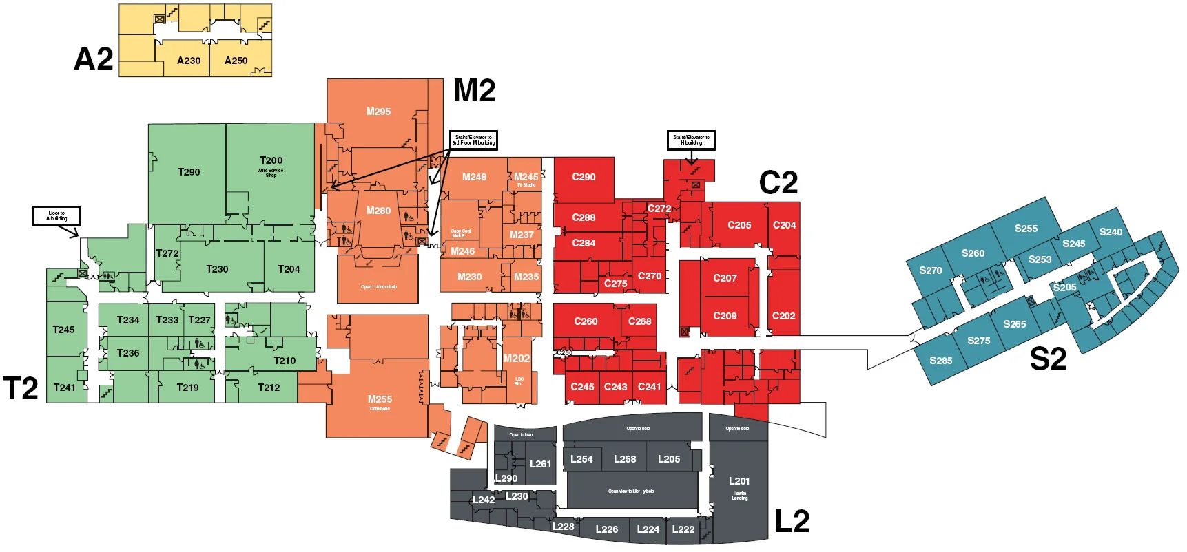Floorplan of LSC Main Campus Floor Two