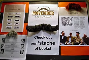 Men's health library books display