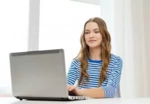 Student working on a laptop