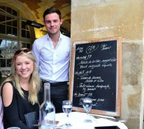 Student Jessica Borchardt, pictured here with our super cute waiter in Paris
