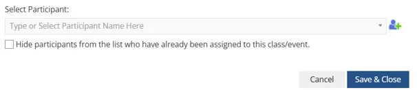 Screenshot showing what the Select a Participant Pop-Up Dialog looks like.