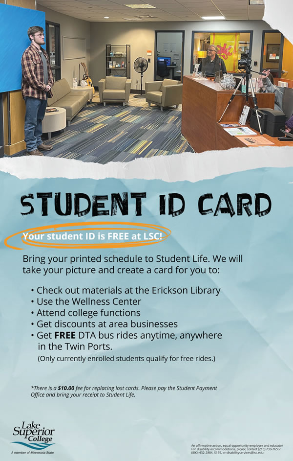 Student I.D. Card is Free at Lake Superior College